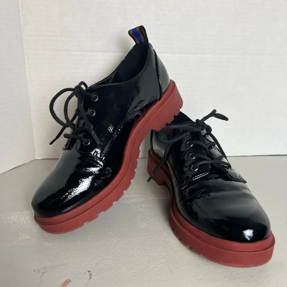 Mix No 6 Black Patent Platform Oxfords Size 7